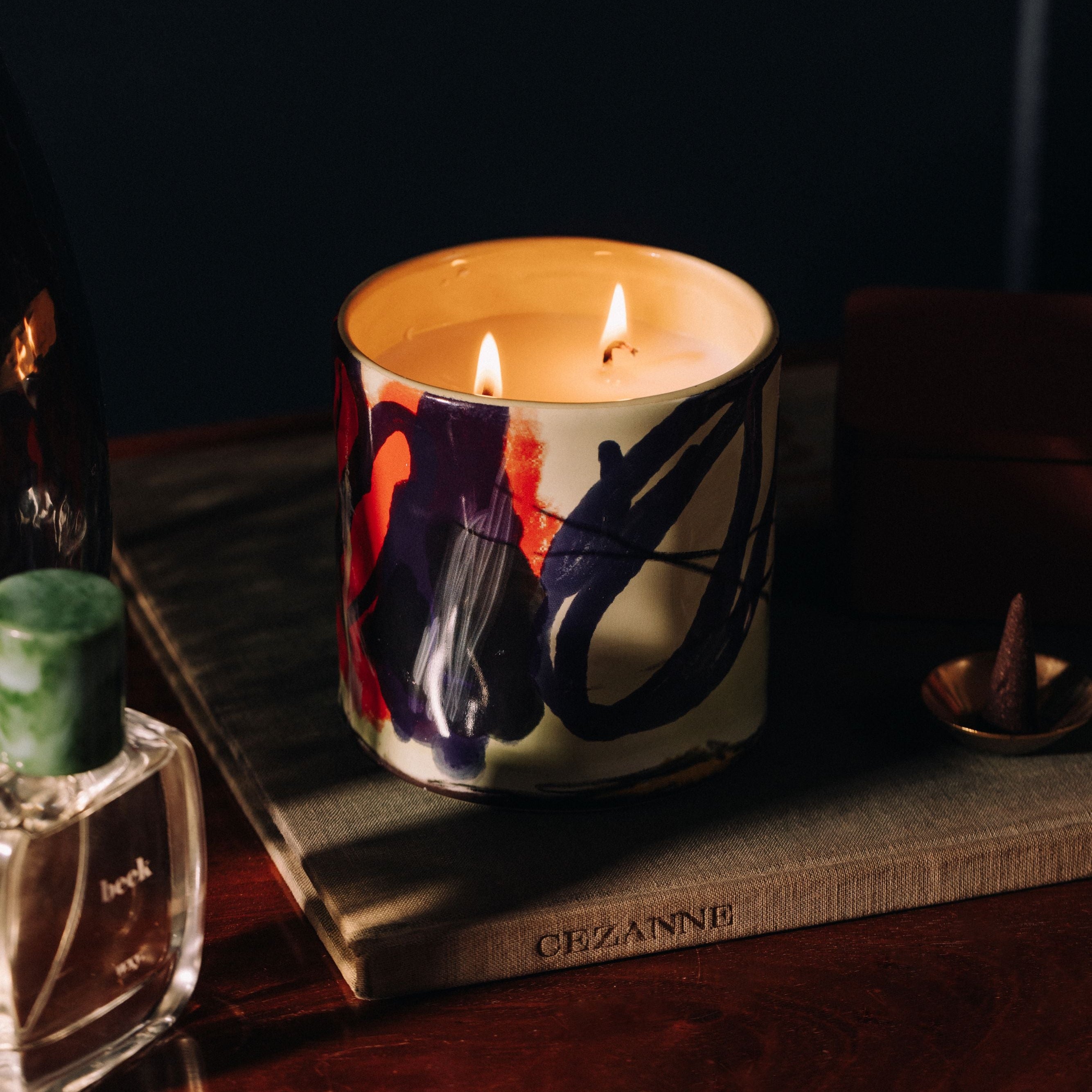 PREORDER - Abstract Candle - Blue/Green - Benzoin + Patchouli