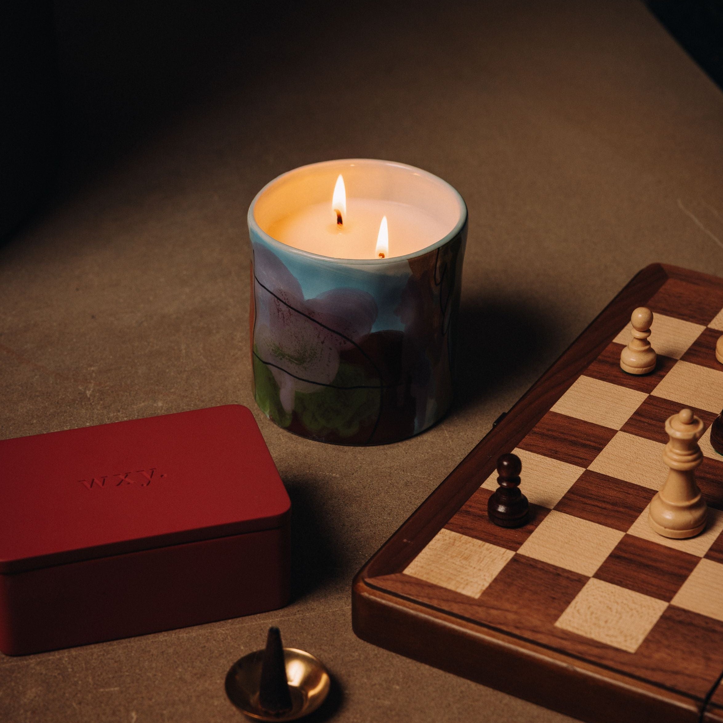 PREORDER - Abstract Candle - Purple/Green - Hickory + Saltmeadow Aster