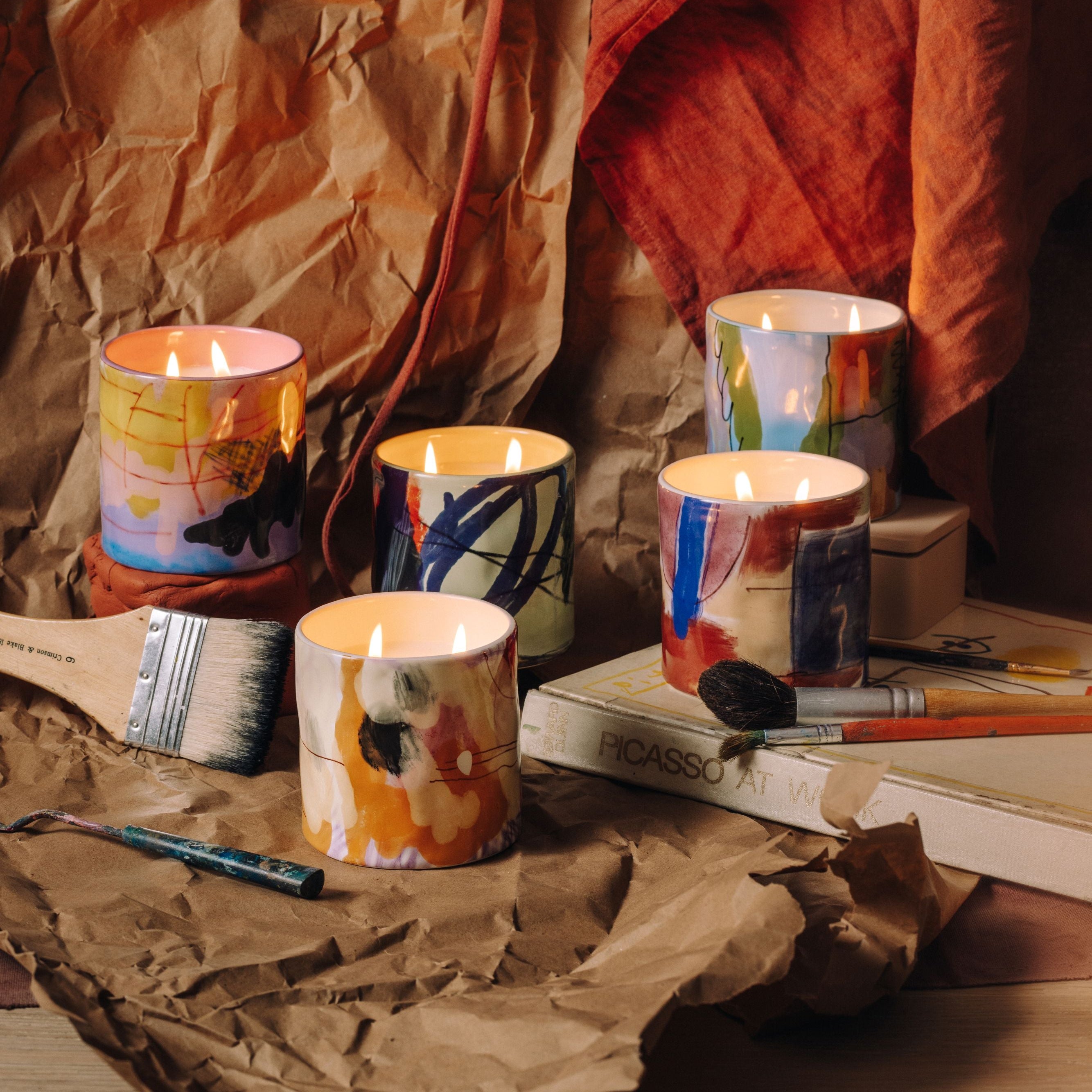 PREORDER - Abstract Candle - Purple/Green - Hickory + Saltmeadow Aster