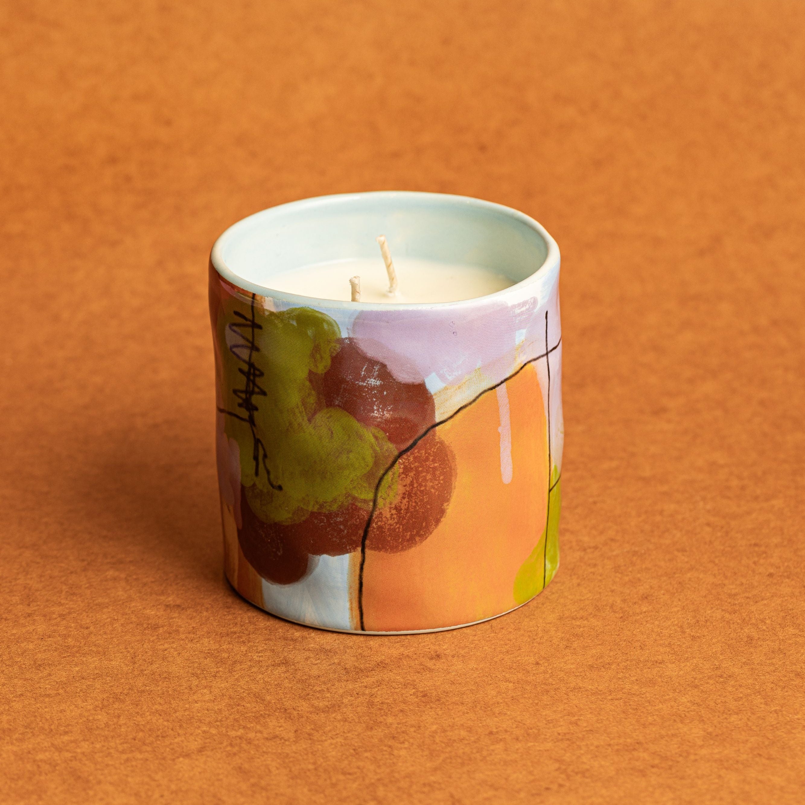 PREORDER - Abstract Candle - Purple/Green - Hickory + Saltmeadow Aster