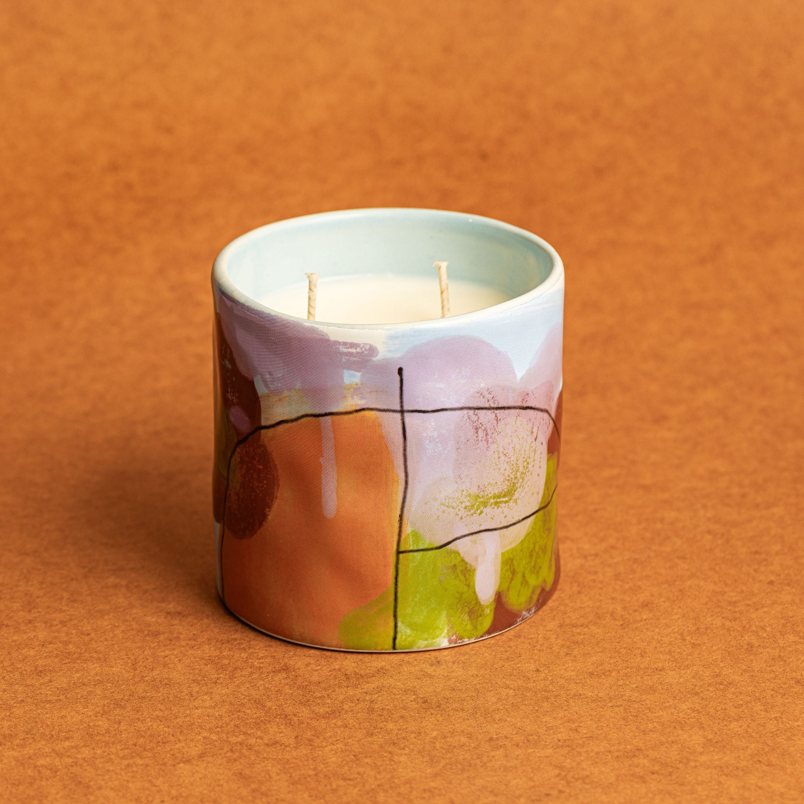 PREORDER - Abstract Candle - Purple/Green - Hickory + Saltmeadow Aster